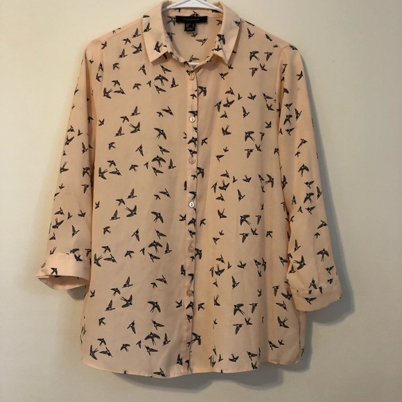 Atmosphere Sheer Pink Bird Blouse 8 - Picture 1 of 6